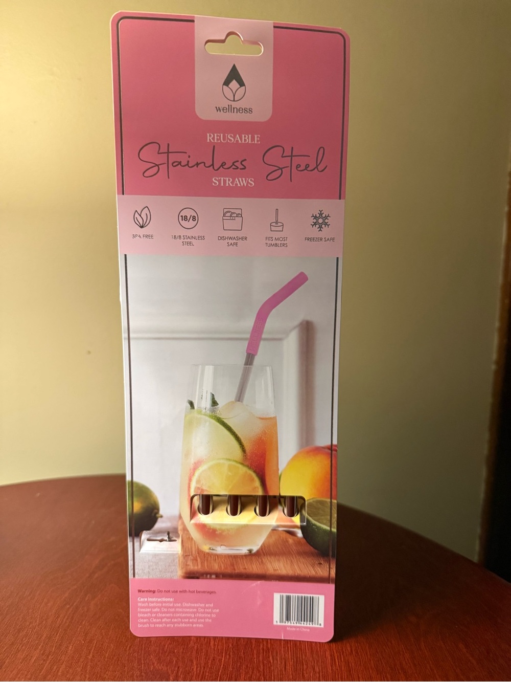 Reusable Stainless Steel Straws - Pink Packaging - Picture 2 of 2